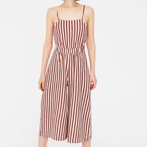 Pull & Bear Red and Tan Stripped Jumpsuit